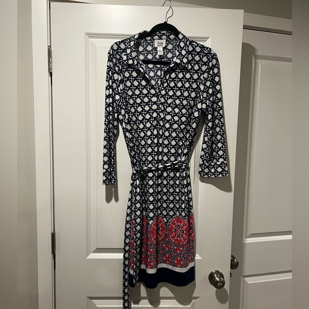 DM collection pattern dress with belt